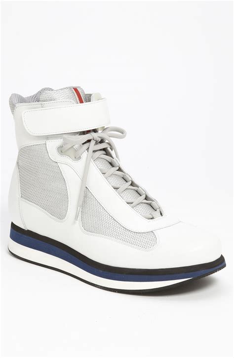 prada men sneakers white|prada men's sneakers high top.